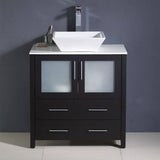 Fresca FCB6230ES-CWH-V Torino 30" Espresso Modern Bathroom Cabinet with Top & Vessel Sink