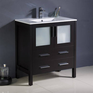 Fresca FCB6230ES-I Torino 30" Espresso Modern Bathroom Cabinet with Integrated Sink