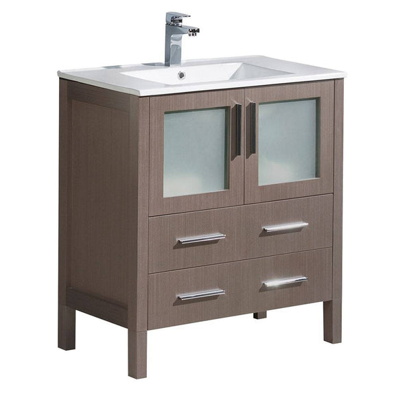 Fresca FCB6230GO-I Torino 30" Gray Oak Modern Bathroom Cabinet with Integrated Sink
