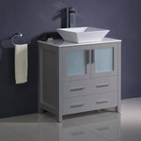 Fresca FCB6230GR-CWH-V Torino 30" Gray Modern Bathroom Cabinet with Top & Vessel Sink