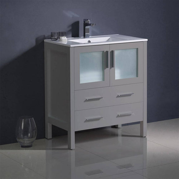 Fresca FCB6230GR-I Torino 30" Gray Modern Bathroom Cabinet with Integrated Sink