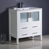 Fresca FCB6230WH-I Torino 30" White Modern Bathroom Cabinet with Integrated Sink