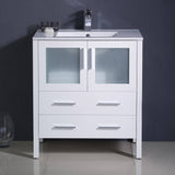 Fresca FCB6230WH-I Torino 30" White Modern Bathroom Cabinet with Integrated Sink
