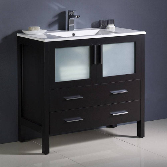 Fresca FCB6236ES-I Torino 36" Espresso Modern Bathroom Cabinet with Integrated Sink