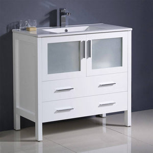Fresca FCB6236WH-I Torino 36" White Modern Bathroom Cabinet with Integrated Sink