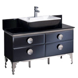 Fresca FCB7714BL-CBL-V Moselle 47" Modern Glass Bathroom Cabinet with Top & Vessel Sink
