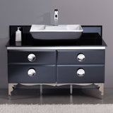 Fresca FCB7714BL-CBL-V Moselle 47" Modern Glass Bathroom Cabinet with Top & Vessel Sink