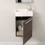 Fresca FCB8002GO-I Pulito 16" Small Gray Oak Modern Bathroom Vanity with Integrated Sink