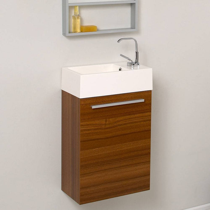 Fresca FCB8002TK-I Pulito 16" Small Teak Modern Bathroom Vanity with Integrated Sink