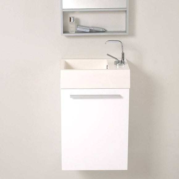 Fresca FCB8002WH-I Pulito 16" Small White Modern Bathroom Vanity with Integrated Sink