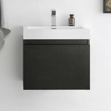 Fresca FCB8006BW-I Nano 24" Black Modern Bathroom Cabinet with Integrated Sink