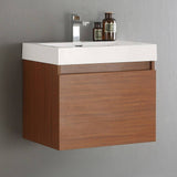 Fresca FCB8006TK-I Nano 24" Teak Modern Bathroom Cabinet with Integrated Sink