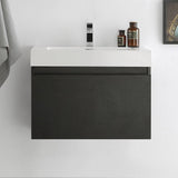 Fresca FCB8007BW-I Mezzo 30" Black Wall Hung Modern Bathroom Cabinet with Integrated Sink