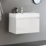 Fresca FCB8007WH-I Mezzo 30" White Wall Hung Modern Bathroom Cabinet with Integrated Sink