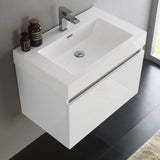 Fresca FCB8007WH-I Mezzo 30" White Wall Hung Modern Bathroom Cabinet with Integrated Sink