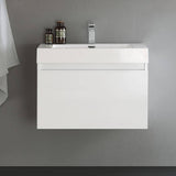 Fresca FCB8007WH-I Mezzo 30" White Wall Hung Modern Bathroom Cabinet with Integrated Sink