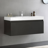 Fresca FCB8011BW-I Mezzo 48" Black Wall Hung Modern Bathroom Cabinet with Integrated Sink