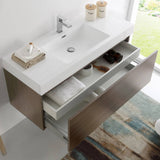 Fresca FCB8011GO-I Mezzo 48" Gray Oak Wall Hung Modern Bathroom Cabinet with Integrated Sink
