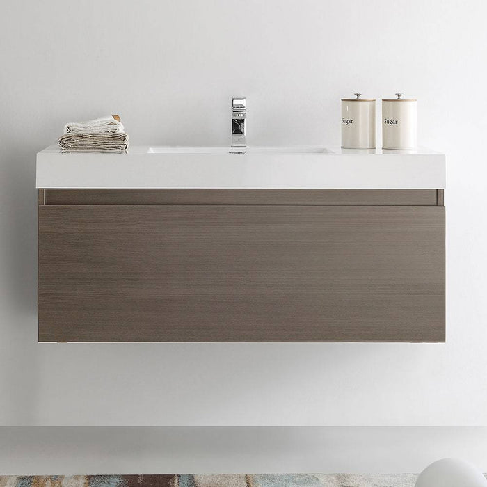 Fresca FCB8011GO-I Mezzo 48" Gray Oak Wall Hung Modern Bathroom Cabinet with Integrated Sink