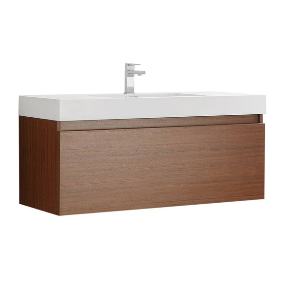 Fresca FCB8011TK-I Mezzo 48" Teak Wall Hung Modern Bathroom Cabinet with Integrated Sink