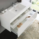 Fresca FCB8011WH-I Mezzo 48" White Wall Hung Modern Bathroom Cabinet with Integrated Sink