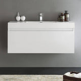 Fresca FCB8011WH-I Mezzo 48" White Wall Hung Modern Bathroom Cabinet with Integrated Sink