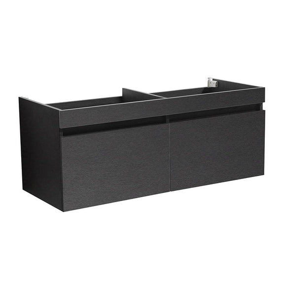 Fresca FCB8012BW Mezzo 48" Black Wall Hung Double Sink Modern Bathroom Cabinet