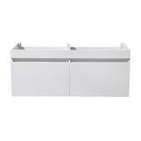 Fresca FCB8012WH Mezzo 48" White Wall Hung Double Sink Modern Bathroom Cabinet