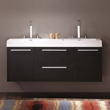 Fresca FCB8013BW-I Opulento 54" Black Modern Double Sink Bathroom Cabinet with Integrated Sinks