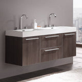 Fresca FCB8013GO-I Opulento 54" Gray Oak Modern Double Sink Bathroom Cabinet with Integrated Sinks