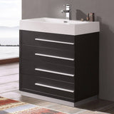 Fresca FCB8030BW-I Livello 30" Black Modern Bathroom Cabinet with Integrated Sink