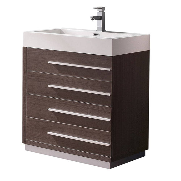 Fresca FCB8030GO-I Livello 30" Gray Oak Modern Bathroom Cabinet with Integrated Sink