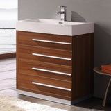Fresca FCB8030TK-I Livello 30" Teak Modern Bathroom Cabinet with Integrated Sink