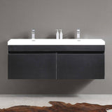 Fresca FCB8040BW-I Largo 57" Black Modern Bathroom Cabinet with Integrated Sinks