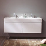 Fresca FCB8040WH-I Largo 57"White Modern Double Sink Bathroom Cabinet with Integrated Sinks