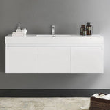 Fresca FCB8041WH-I Mezzo 60" White Wall Hung Single Sink Modern Bathroom Cabinet with Integrated Sink