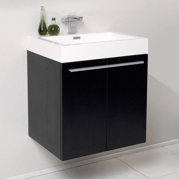 Fresca FCB8058BW-I Alto 23" Black Modern Bathroom Cabinet with Integrated Sink