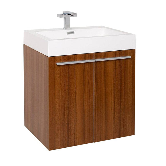 Fresca FCB8058TK-I Alto 23" Teak Modern Bathroom Cabinet with Integrated Sink