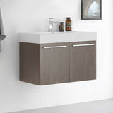 Fresca FCB8089GO-I Vista 30" Gray Oak Wall Hung Modern Bathroom Cabinet with Integrated Sink