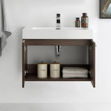 Fresca FCB8089GW-I Vista 30" Walnut Wall Hung Modern Bathroom Cabinet with Integrated Sink