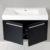Fresca FCB8090BW-I Vista 36" Black Modern Bathroom Cabinet with Integrated Sink