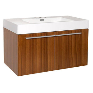 Fresca FCB8090TK-I Vista 36" Teak Modern Bathroom Cabinet with Integrated Sink