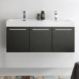 Fresca FCB8092BW-D-I Vista 48" Black Wall Hung Double Sink Modern Bathroom Cabinet with Integrated Sink