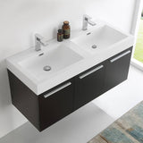 Fresca FCB8092BW-D-I Vista 48" Black Wall Hung Double Sink Modern Bathroom Cabinet with Integrated Sink