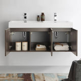 Fresca FCB8092GO-D-I Vista 48" Gray Oak Wall Hung Double Sink Modern Bathroom Cabinet with Integrated Sink