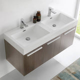 Fresca FCB8092GO-D-I Vista 48" Gray Oak Wall Hung Double Sink Modern Bathroom Cabinet with Integrated Sink