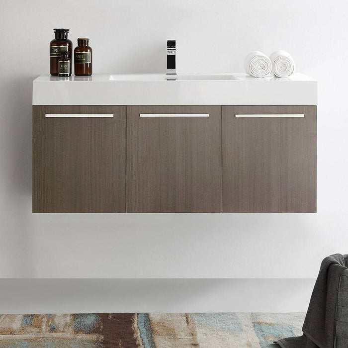 Fresca FCB8092GO-I Vista 48" Gray Oak Wall Hung Modern Bathroom Cabinet with Integrated Sink