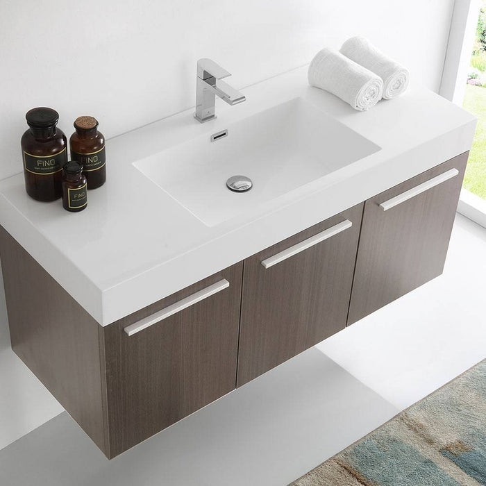 Fresca FCB8092GO-I Vista 48" Gray Oak Wall Hung Modern Bathroom Cabinet with Integrated Sink
