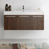 Fresca FCB8092GW-I Vista 48" Walnut Wall Hung Modern Bathroom Cabinet with Integrated Sink