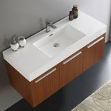 Fresca FCB8092TK-I Vista 48" Teak Wall Hung Modern Bathroom Cabinet with Integrated Sink